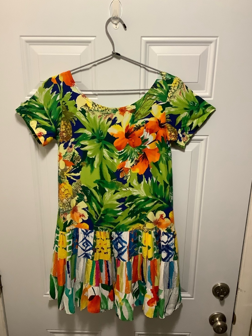 Jams World| XS Tropical Floral Mixed Print Drop Waist 3 Tier Hattie Dress Artsy - Picture 5 of 5